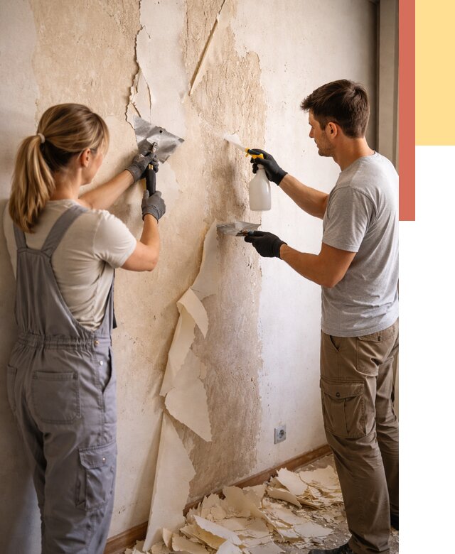 Снятие старых обоев в Дедовске от 5772 руб. под ключ недорого | ОТДЕЛОЧНИК-Ддв