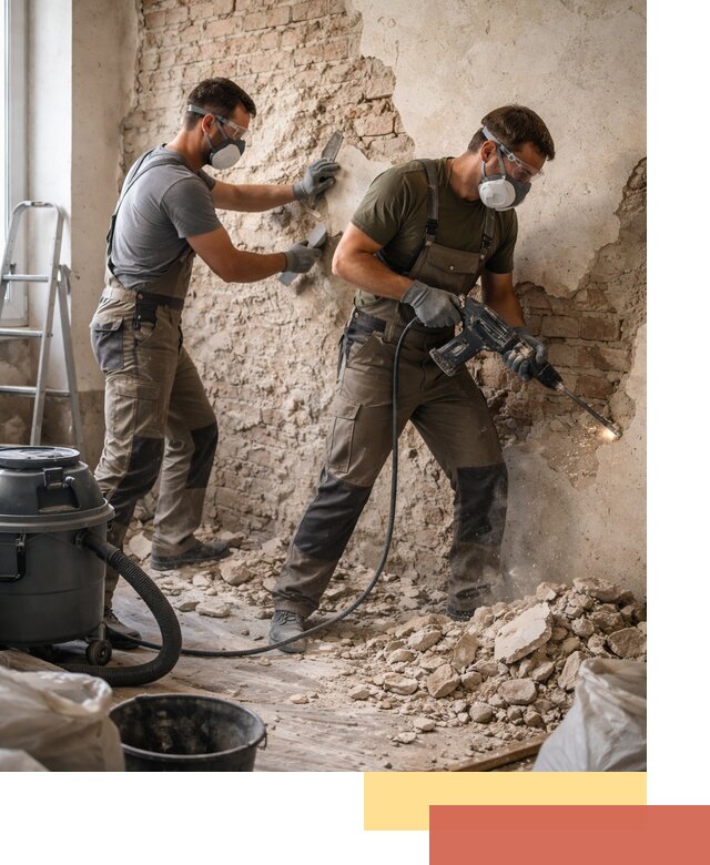 Демонтаж штукатурки со стен в Дедовске быстро и аккуратно