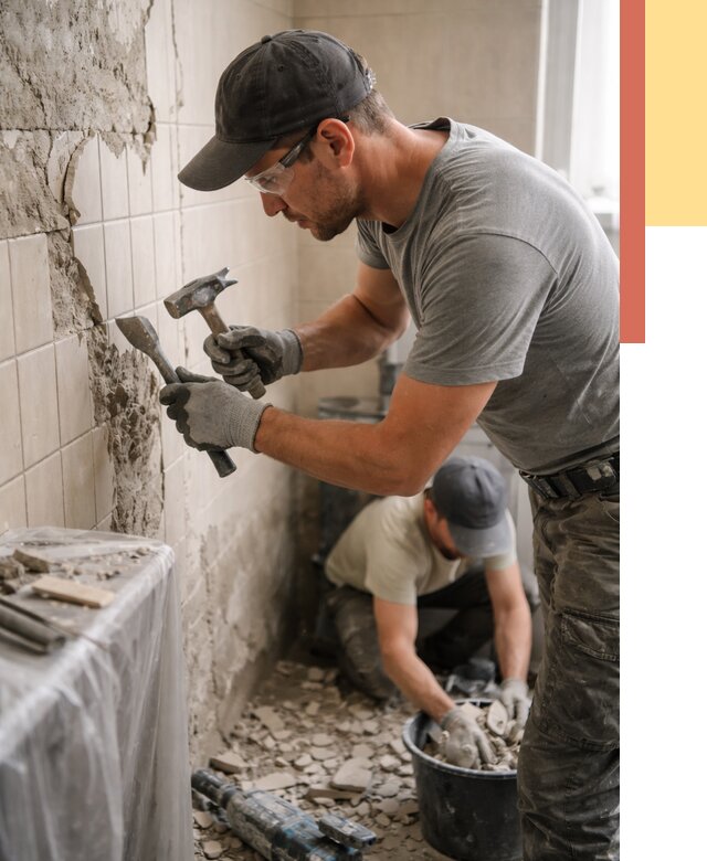 Демонтаж плитки со стен в Дедовске от 935 руб. — быстро и недорого | ОТДЕЛОЧНИК-Ддв