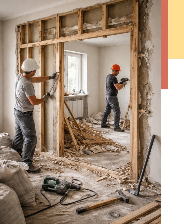 Демонтаж деревянных перегородок в Дедовске от 3518 руб. — быстро и недорого | ОТДЕЛОЧНИК-Ддв