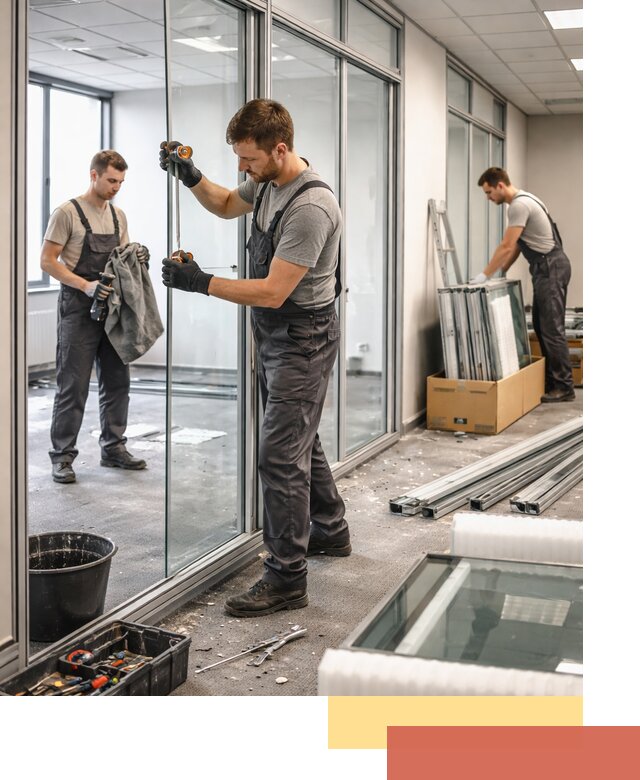 Демонтаж стеклянных перегородок в Дедовске быстро и безопасно