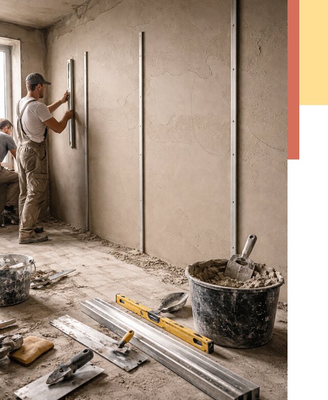 Штукатурка стен по маякам в Дедовске от 6047 руб./м² — выравнивание под ключ | ОТДЕЛОЧНИК-Ддв