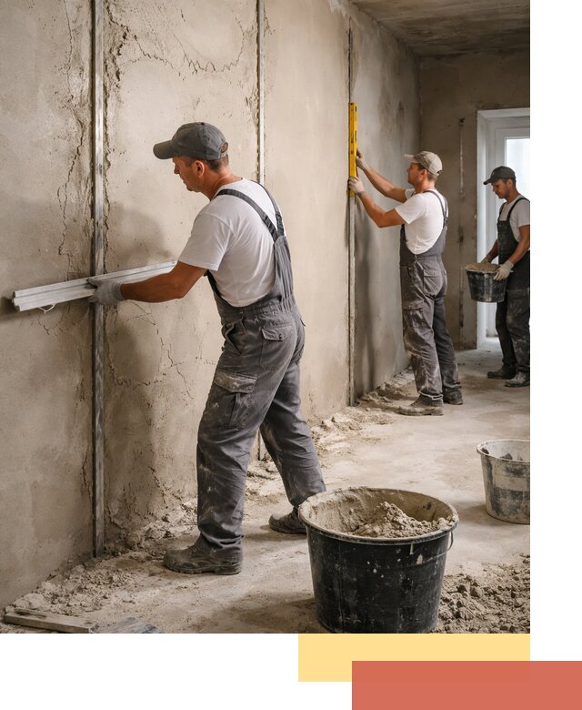 Штукатурка стен по маякам в Дедовске — точная и ровная поверхность