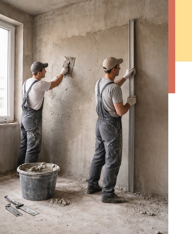 Штукатурка бетонных стен в Дедовске от 4948 руб/м² — качественно и быстро | ОТДЕЛОЧНИК-Ддв