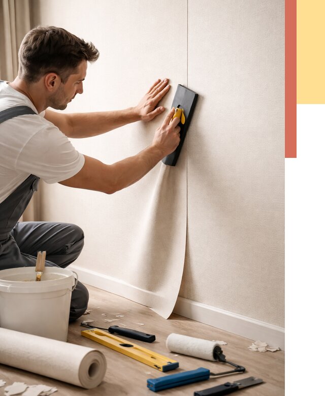 Поклейка виниловых обоев в Дедовске от 4948 руб. | Быстро и недорого — ОТДЕЛОЧНИК-Ддв