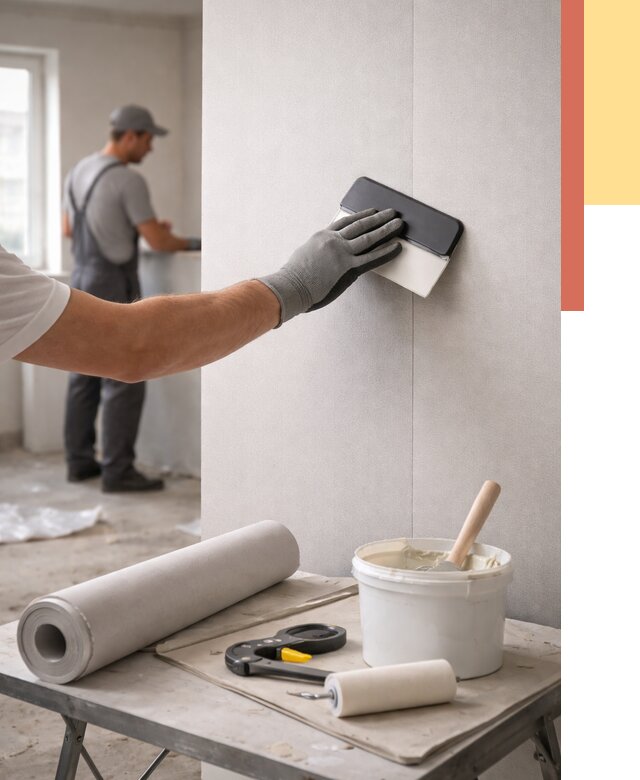 Поклейка обоев под покраску в Дедовске от 3848 руб. за м2 | ОТДЕЛОЧНИК-Ддв