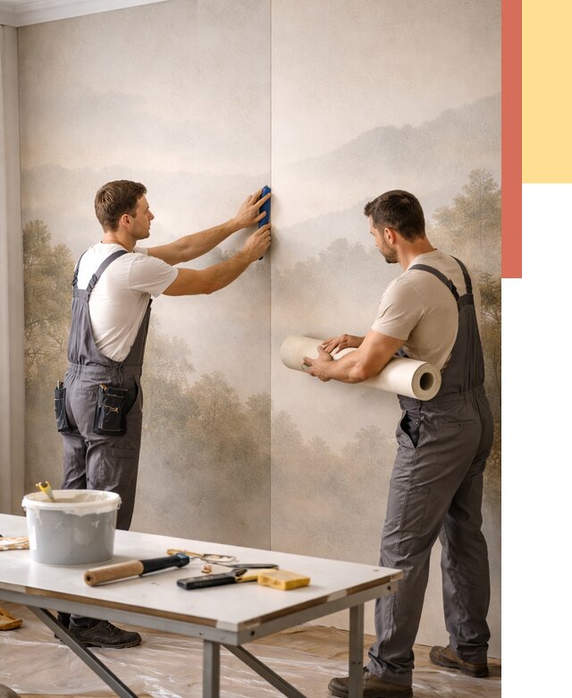 Поклейка фотообоев в Дедовске от 9346 руб/м² — быстро и недорого | ОТДЕЛОЧНИК-Ддв