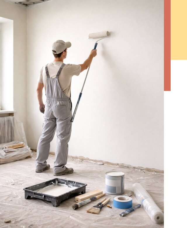 Покраска стен водоэмульсионной краской в Дедовске от 495 руб. за м² | ОТДЕЛОЧНИК-Ддв