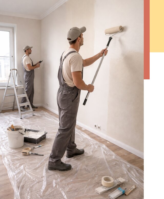 Покраска стен акриловой краской в Дедовске от 3848 руб./м² — быстро и недорого | ОТДЕЛОЧНИК-Ддв