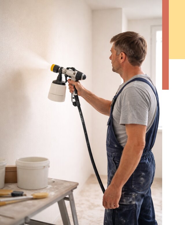 Покраска стен краскопультом в Дедовске от 8246 руб. — механизированная покраска | ОТДЕЛОЧНИК-Ддв