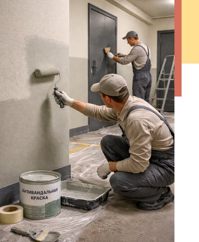 Покраска стен антивандальной краской в Дедовске от 4948 руб./м² под ключ | ОТДЕЛОЧНИК-Ддв