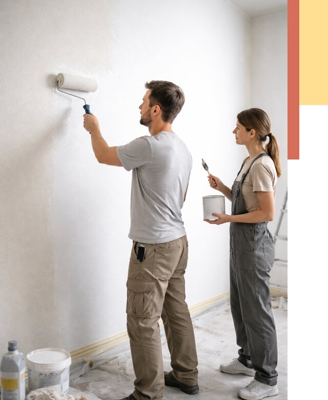 Окраска стен по стеклохолсту в Дедовске от 4948 руб/м² под ключ | ОТДЕЛОЧНИК-Ддв