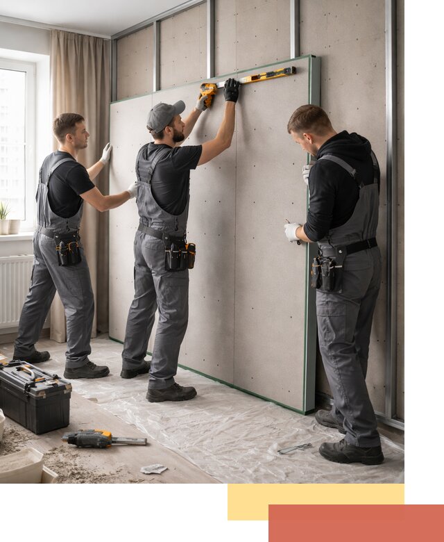 Шумоизоляция стен панелями ЗИПС в Дедовске для жилых и коммерческих помещений