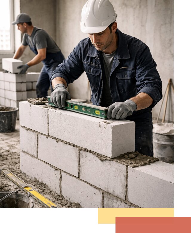 Кладка перегородок из пеноблока под ключ в Дедовске