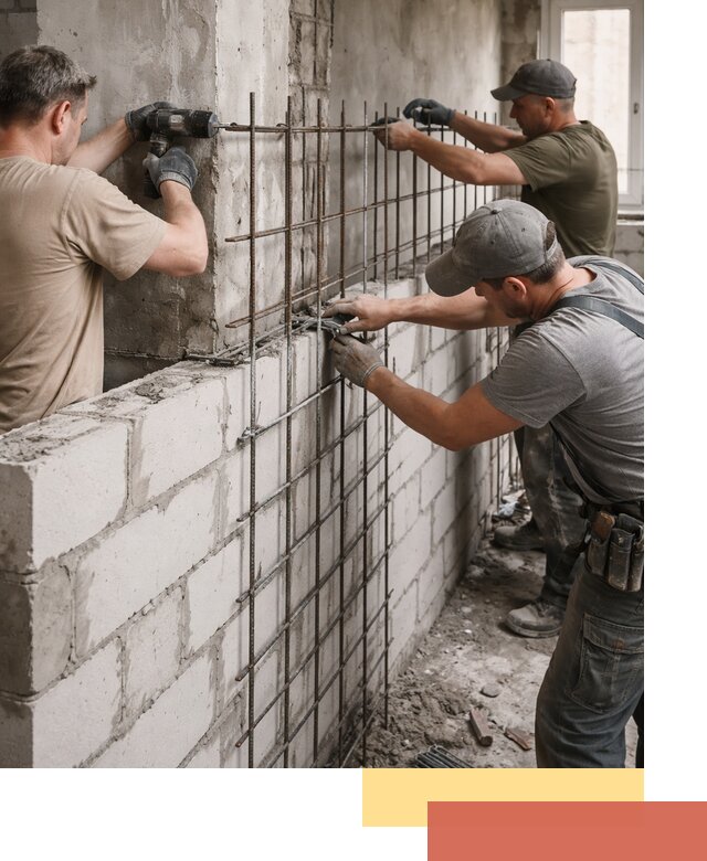 Армирование кладки перегородок в Дедовске профессионально и надёжно