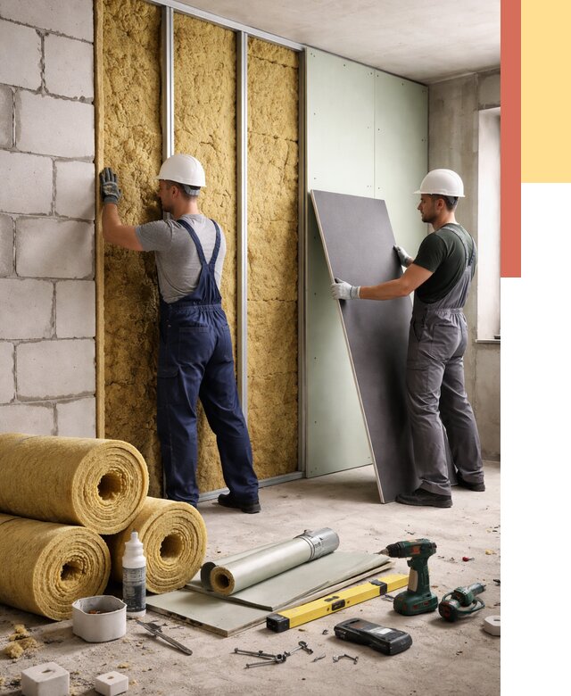 Шумоизоляция перегородок из блоков в Дедовске от 2034 руб./м² — быстро и недорого | ОТДЕЛОЧНИК-Ддв