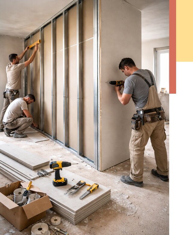 Монтаж однослойной перегородки из гипсокартона в Дедовске от 715 руб. | ОТДЕЛОЧНИК-Ддв