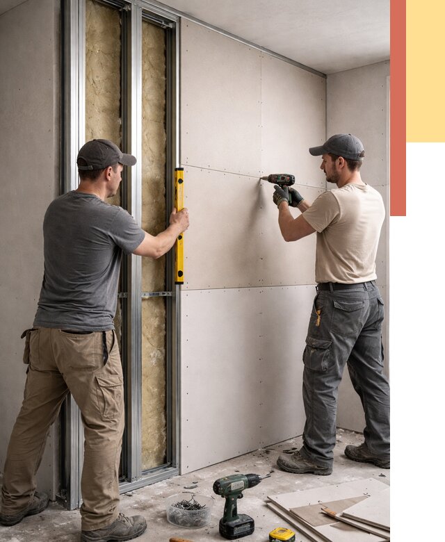 Монтаж двухслойной перегородки из гипсокартона в Дедовске от 1594 руб. | ОТДЕЛОЧНИК-Ддв