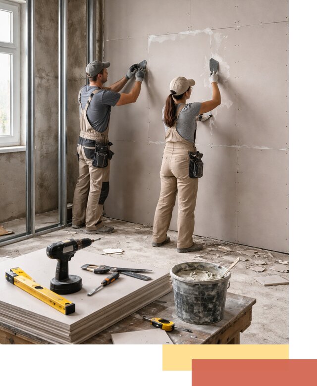 Монтаж двухслойной перегородки из гипсокартона в Дедовске