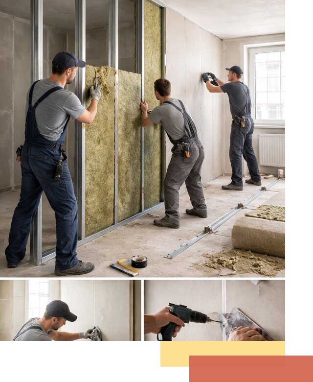 Перегородка из гипсокартона с шумоизоляцией в Дедовске — монтаж под ключ