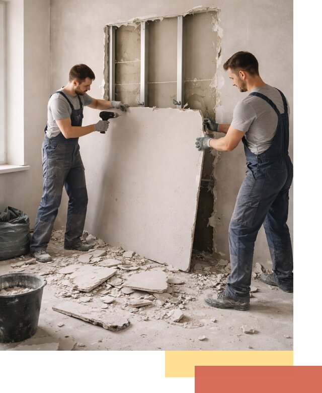 Демонтаж перегородки из гипсокартона в Дедовске быстрый и аккуратный