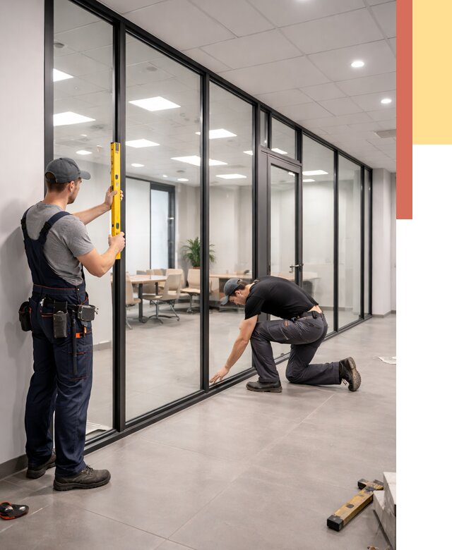 Каркасные стеклянные перегородки в Дедовске под ключ от 10115 руб. | ОТДЕЛОЧНИК-Ддв