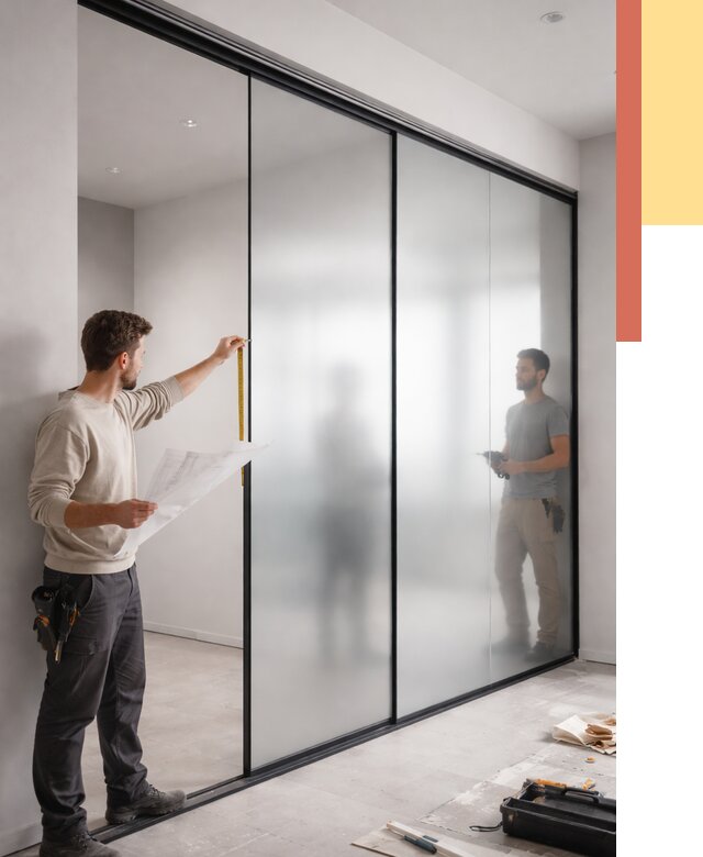 Матовые стеклянные перегородки в Дедовске от 9346 руб. — монтаж и установка | ОТДЕЛОЧНИК-Ддв