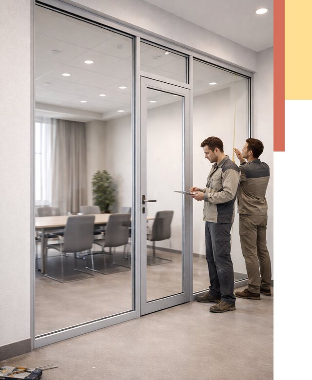 Установка и монтаж алюминиевых перегородок со стеклом в Дедовске от 9016 руб. | ОТДЕЛОЧНИК-Ддв