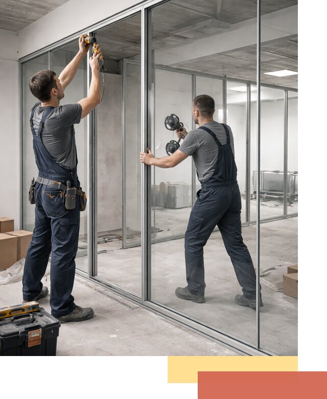 Алюминиевые перегородки со стеклом в Дедовске — изготовление и монтаж