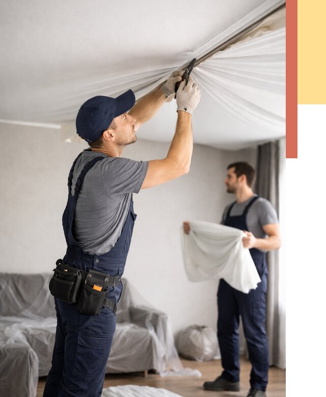 Демонтаж натяжного потолка в Дедовске от 4948 руб. — снятие и разбор под ключ | ОТДЕЛОЧНИК-Ддв