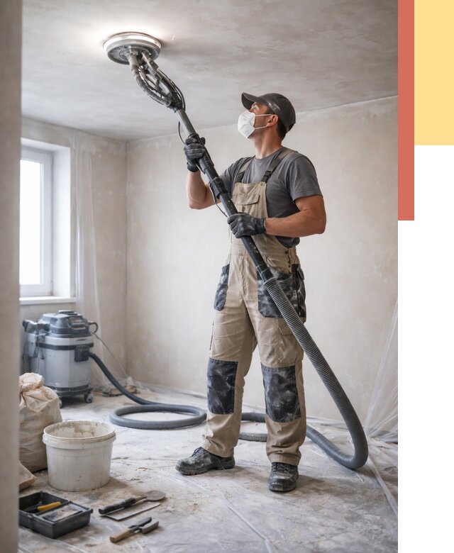 Шлифовка потолка в Дедовске от 3848 руб. — услуги шлифования потолка | ОТДЕЛОЧНИК-Ддв