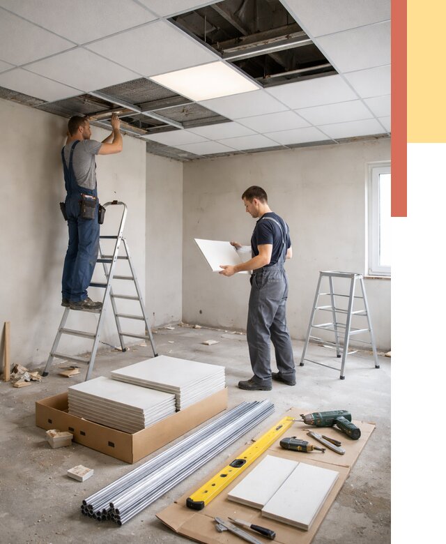 Монтаж потолка армстронг в Дедовске от 4948 руб/м2 — быстрая установка под ключ | ОТДЕЛОЧНИК-Ддв