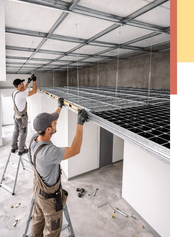 Монтаж потолка грильято в Дедовске от 495 руб./м² — быстрая сборка под ключ | ОТДЕЛОЧНИК-Ддв