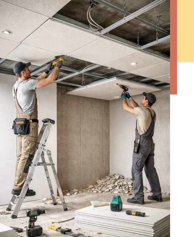 Монтаж акустического потолка в Дедовске от 7147 руб/м2 — быстро и недорого | ОТДЕЛОЧНИК-Ддв