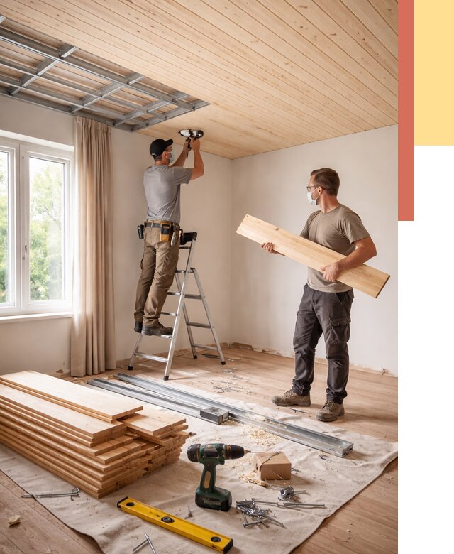 Монтаж потолка из вагонки в Дедовске от 7147 руб. | Быстро и недорого — ОТДЕЛОЧНИК-Ддв