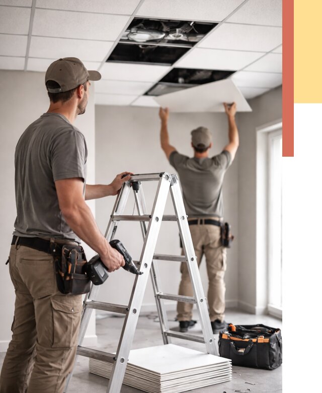 Обслуживание подвесного потолка в Дедовске от 3848 руб. — быстро и недорого | ОТДЕЛОЧНИК-Ддв