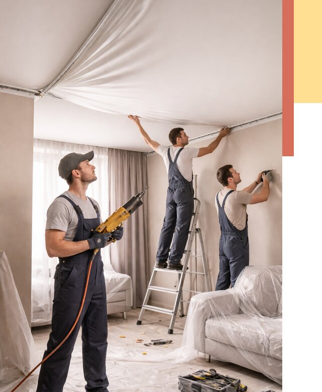 Установка натяжного потолка в Дедовске от 4948 руб. | Быстро и недорого — ОТДЕЛОЧНИК-Ддв