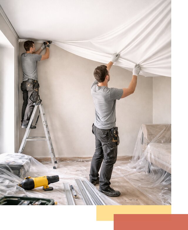 Монтаж тканевого натяжного потолка в Дедовске недорого и быстро