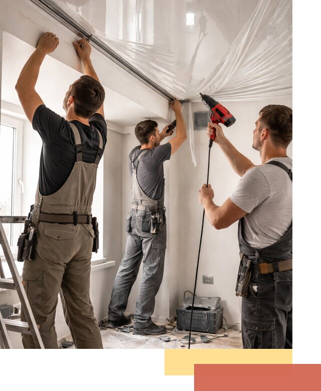 Монтаж глянцевого натяжного потолка в Дедовске быстро и качественно