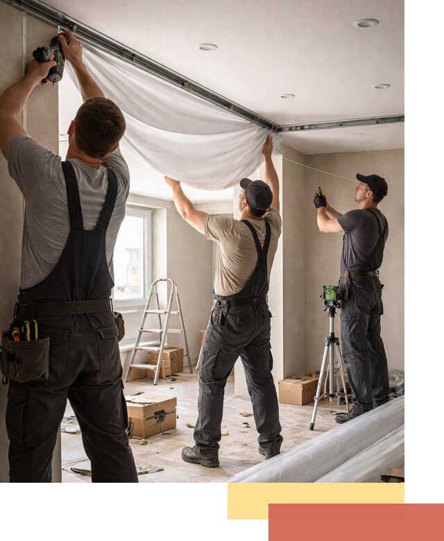 Монтаж парящего натяжного потолка под ключ в Дедовске