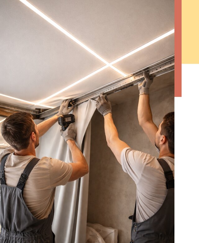 Монтаж натяжного потолка со световыми линиями в Дедовске от 1319 руб. | ОТДЕЛОЧНИК-Ддв