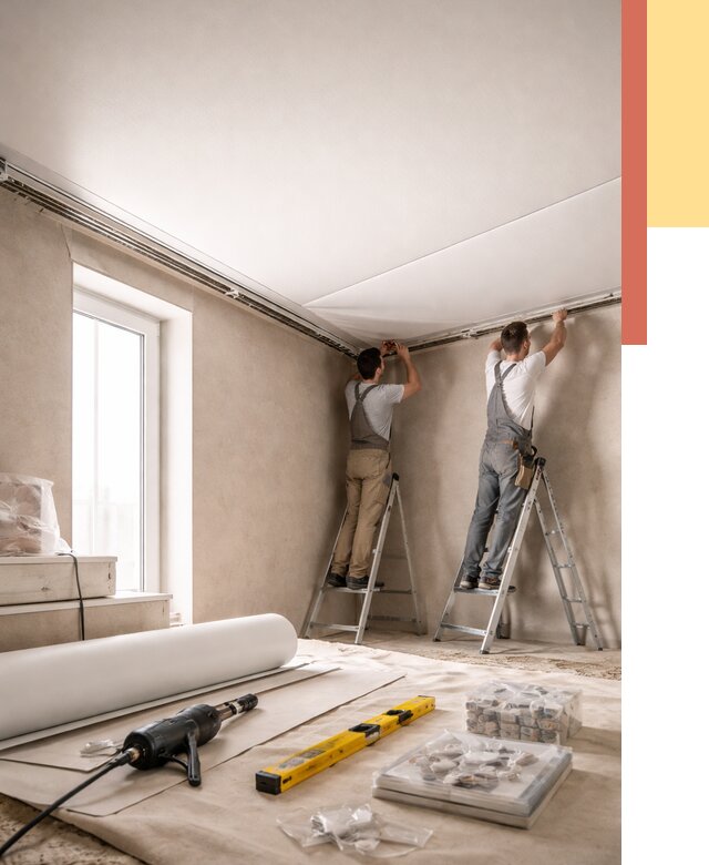 Монтаж натяжного потолка в спальне в Дедовске от 4178 руб. под ключ | ОТДЕЛОЧНИК-Ддв