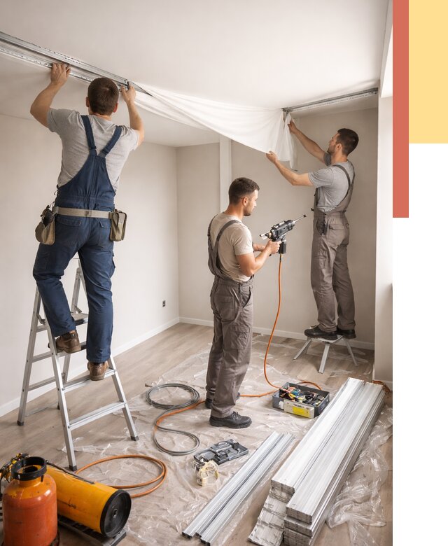 Монтаж натяжного потолка в студии в Дедовске от 6047 руб. — быстро и недорого | ОТДЕЛОЧНИК-Ддв