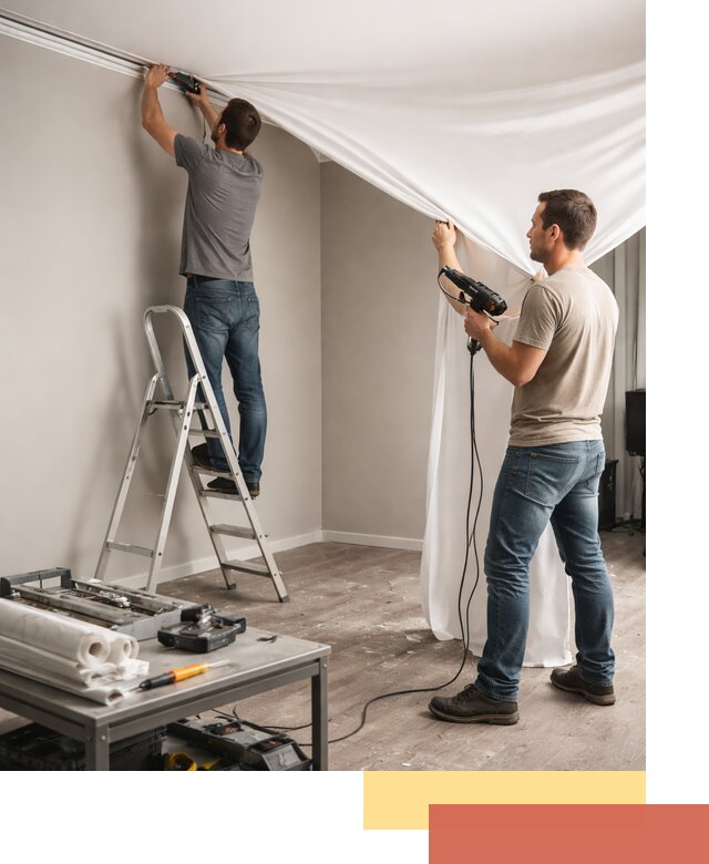 Монтаж натяжного потолка в студии в Дедовске