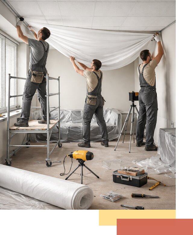 Монтаж натяжного потолка в офисе в Дедовске