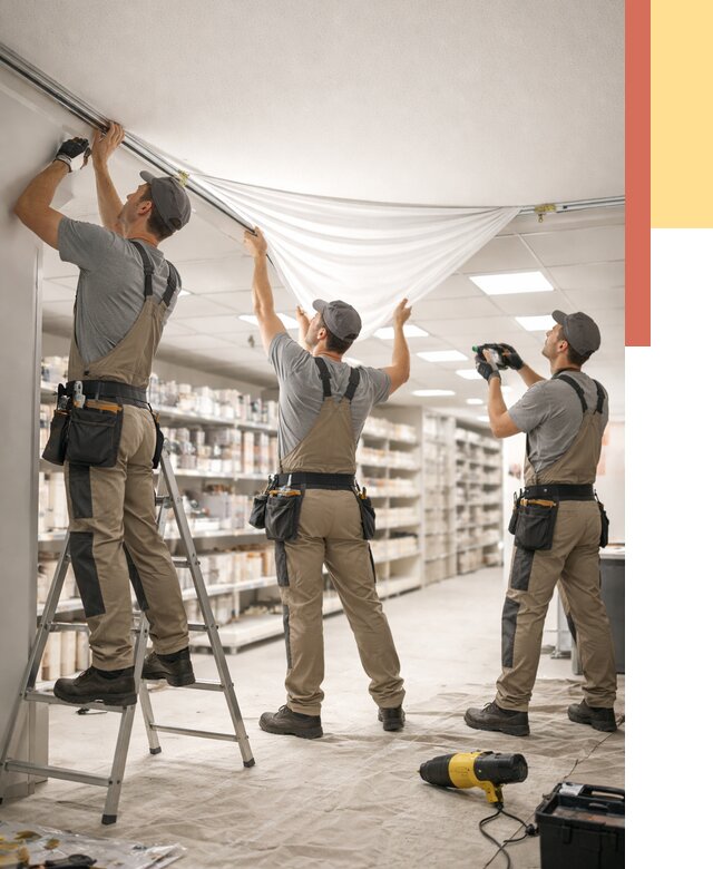 Монтаж натяжного потолка в магазине в Дедовске от 4948 руб. быстро и недорого | ОТДЕЛОЧНИК-Ддв
