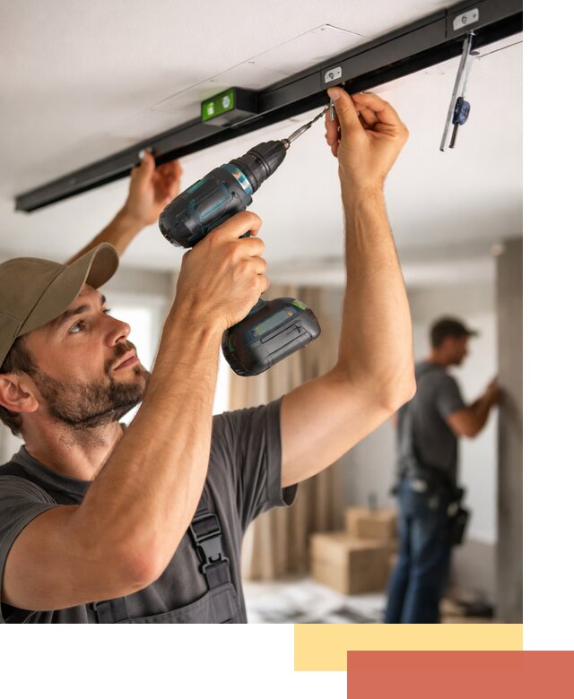 Установка трековых светильников в натяжной потолок в Дедовске