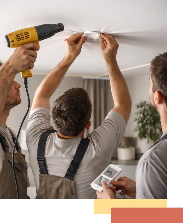 Ремонт прокола полотна натяжного потолка в Дедовске