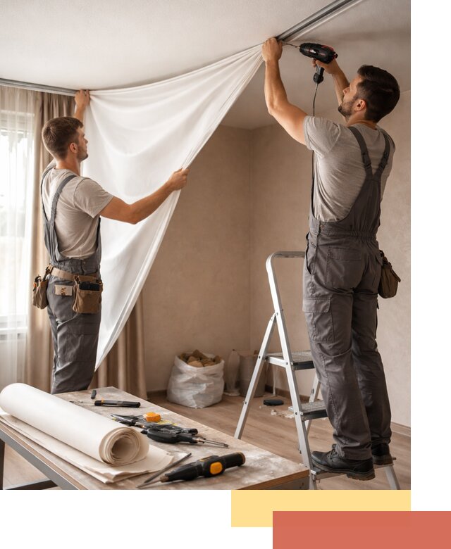 Замена полотна натяжного потолка в Дедовске быстро и качественно