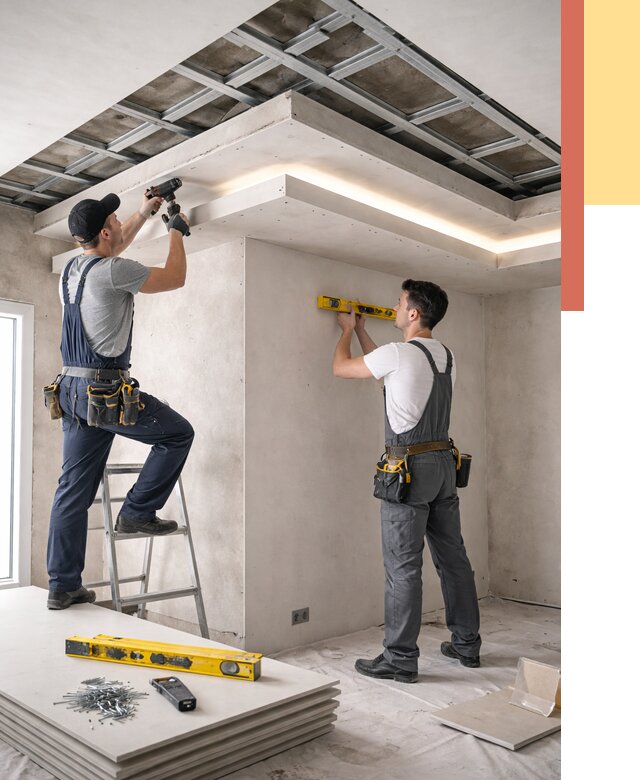 Двухуровневый потолок из гипсокартона в Дедовске от 1594 руб. под ключ | ОТДЕЛОЧНИК-Ддв